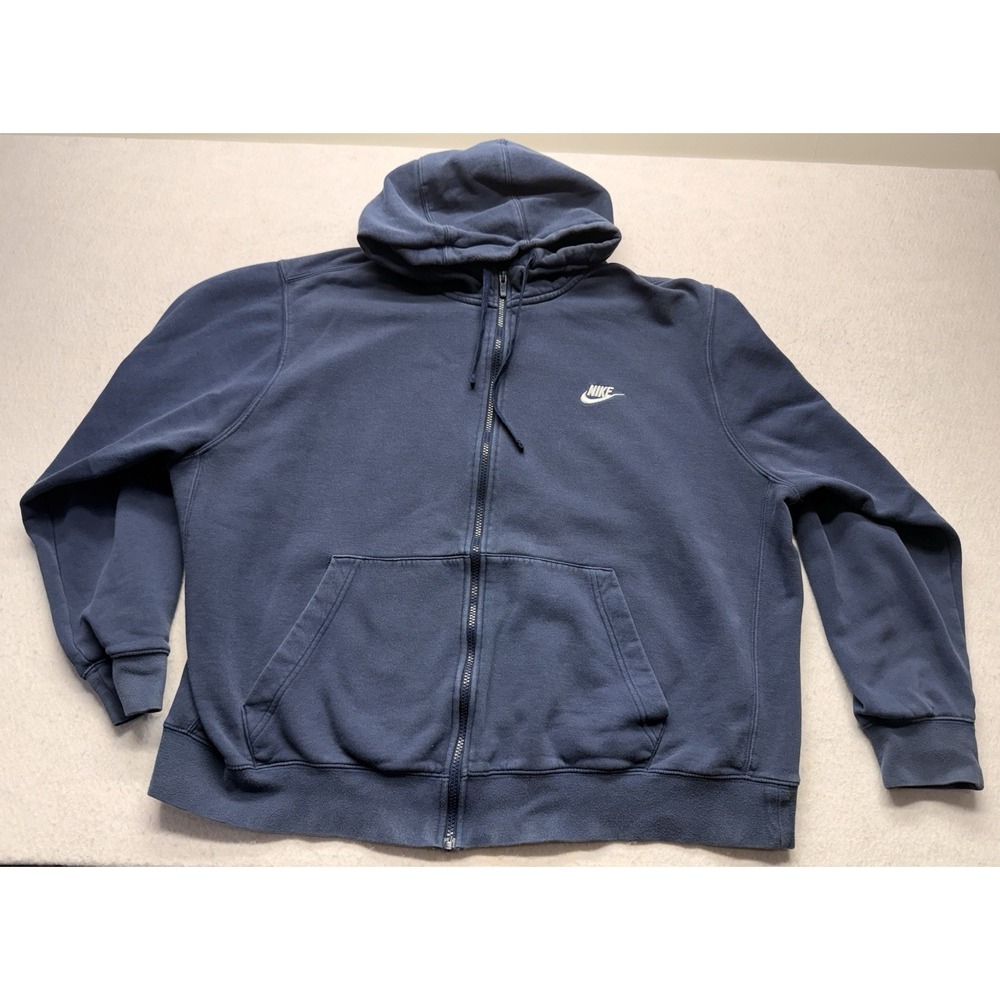 Nike Sportswear Club Fleece Full-Zip Hoodie Navy Blue Men's 2XL BV2645-410